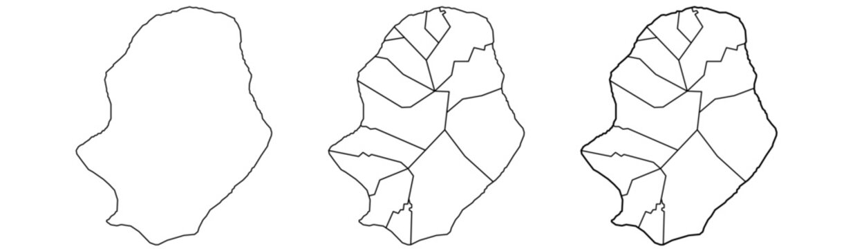 Niue map &ndash; vector illustration of island outline, regions, and natural features