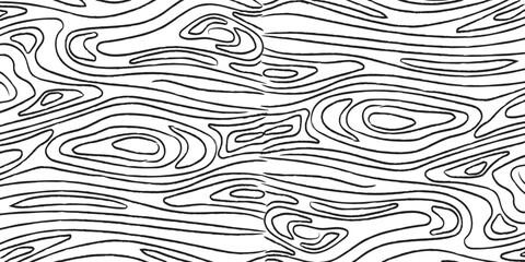 Hand-Drawn Wood Grain Texture Pattern – Black and White Seamless Background