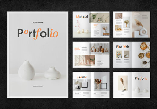 Portfolio Layout with Orange Accents
