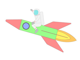 宇宙飛行士とロケット