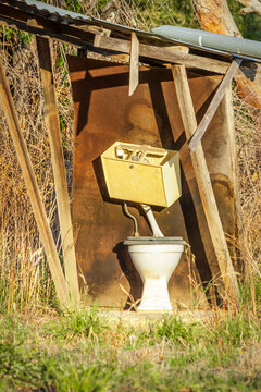 Ruins of an outdoor toilet