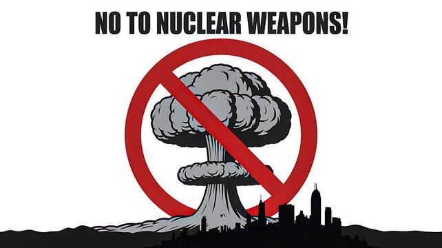 No to nuclear weapons poster with stop sign and atomic explosion symbolizing peace and anti war message
- Powered by Adobe
