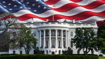 American flag on the white house