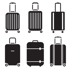  suitcase vector icons, Minimal Baggage, suitcase icon outline vector silhouettes