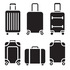  suitcase vector icons, Minimal Baggage, suitcase icon outline vector silhouettes