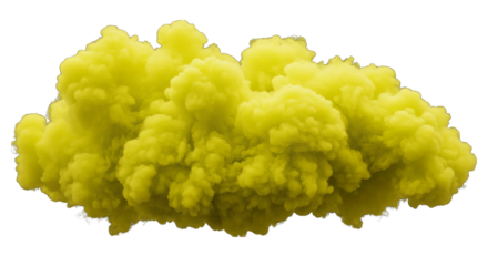 Isolated billowy yellow smoke cloud with depth and texture against a black background evokes mystery