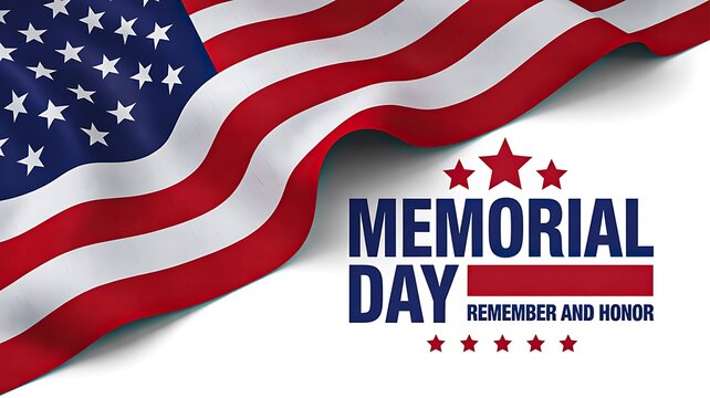 American flag with memorial day text for honoring veterans and remembering military sacrifice  
