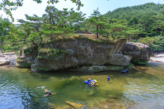 경남 거창군 수승대의 여름과 거북바위