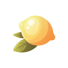 Lemon with leaves isolated on white. Vector illustration.