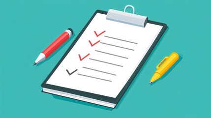 Clipboard with Checklist and Pens