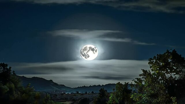 full moon over the mountains