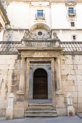Obraz premium Historic entrance of Santa Iglesia Catedral in Jaen, Andalucia showcasing intricate architecture and stonework details