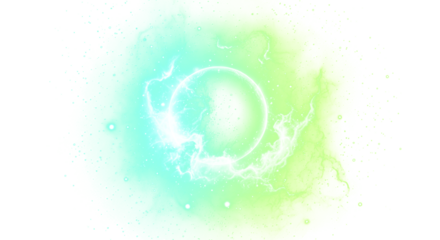 Energetic Aura Sphere in Teal and Green Colors isolated on a transparent background