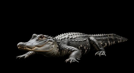 Naklejka premium Alligator portrait isolated on dark background