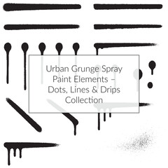 Urban Grunge Spray Paint Elements Dots Lines Drips Collection