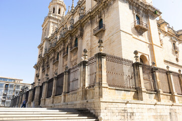 Unique architectural details of Santa Iglesia Catedral and Museo Catedralicio in Jaen, Andalucia...