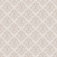 Beige damask seamless pattern vector for wallpaper, this damask pattern vector is ideal for textiles, packaging and elegant damask pattern vector prints