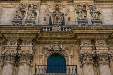 Historical facade of Santa Iglesia Catedral at Museo Catedralicio in Jaen, Andalucia showcasing intricate architectural details