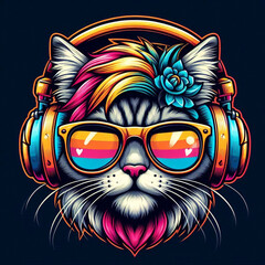 the head of a cat, cat, cat with headphone, cat vector, cat with a bow tie, cat with a bow, cat on a black background, black cat with red eyes, black cat with red hair, cat head with wings