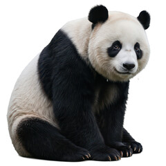 Cute Panda Bear Sitting Isolated on Transparent Background
