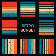 Colorful Retro Sunset Design – Vintage Outdoor Horizon Scene