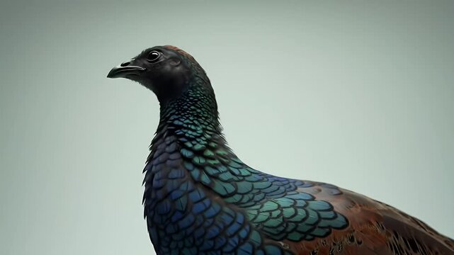 Himalayan Monal Portrait: Iridescent Plumage Detail