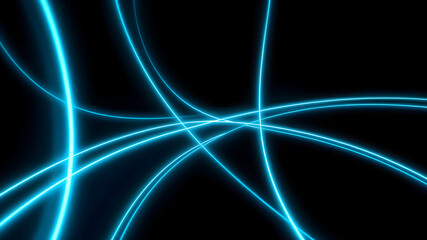 Dark abstract background with red neon glowing lines. Bold neon blue light trails on a dark surface, creating a striking and futuristic effect. Perfect for tech, digital design themes