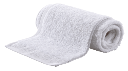 A cotton hand towel with hanging tab variant 2630, white background --ar 16:9