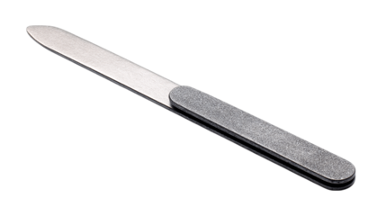 A dual-grit nail file with storage sleeve variant 1747, white background --ar 16:9