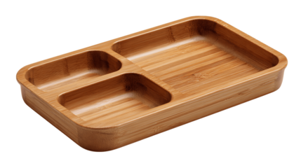 A dual-section bamboo utensil tray variant 5072, white background --ar 16:9