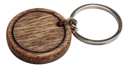 A etched wood key tag with ring variant 8298, white background --ar 16:9