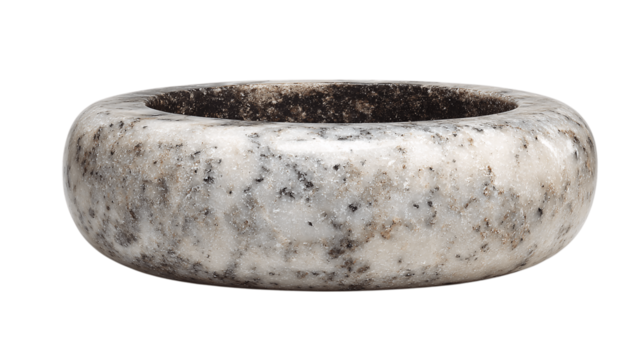 A flat-cut polished stone incense base variant 6932, white background --ar 16:9