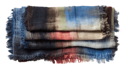 A fringe-edge wool scarf folded neatly variant 8769, white background --ar 16:9