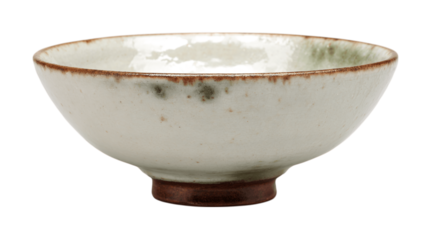 A glazed ceramic cereal bowl with footed base variant 1660, white background --ar 16:9