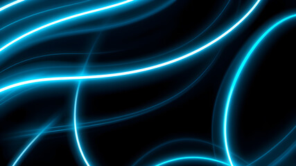 Dark abstract background with red neon glowing lines. Bold neon blue light trails on a dark surface, creating a striking and futuristic effect. Perfect for tech, digital design themes