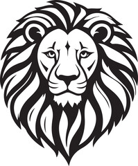 Fototapeta premium lion vector illustration Majestic Lion Head Silhouette – Bold Monochrome Animal Illustration with Flowing Mane