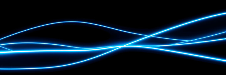 Dark abstract background with red neon glowing lines. Bold neon blue light trails on a dark surface, creating a striking and futuristic effect. Perfect for tech, digital design themes