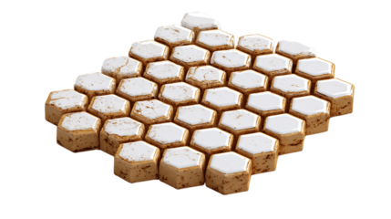 A honeycomb ceramic tile coaster variant 3267, white background --ar 16:9