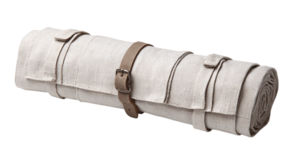 A linen utility roll with stitched pockets variant 2609, white background --ar 16:9