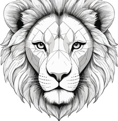 Obraz premium lion vector illustration Majestic Lion Head Silhouette – Bold Monochrome Animal Illustration with Flowing Mane