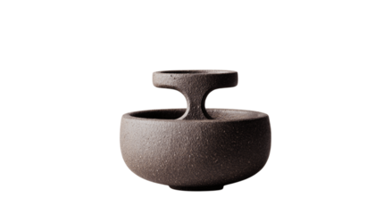 A matte clay candle holder with handle variant 4086, white background --ar 16:9