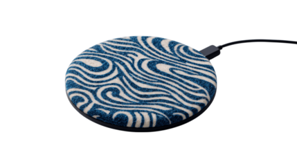 A recycled felt charging pad variant 121, white background --ar 16:9