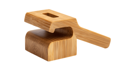 A sustainable bamboo cheese slicer variant 1272, white background --ar 16:9