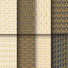 Set of Art Deco Patter Set Collection, Art Deco Tiles Frame. Vector illustration set with decorative ornament border, geometric design for invitation template, vintage wedding, flyer, poster, label