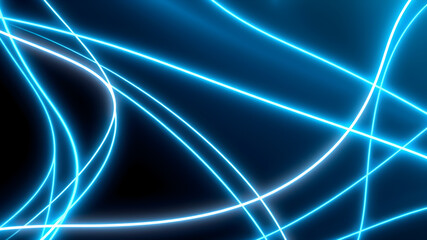 Dark abstract background with red neon glowing lines. Bold neon blue light trails on a dark surface, creating a striking and futuristic effect. Perfect for tech, digital design themes