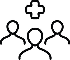 Healthcare Team Icon: Group of People with Medical Cross Symbol