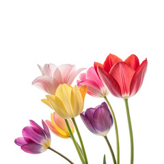 Vibrant Tulip Bloom A Colorful Spring Bouquet on transparent background.