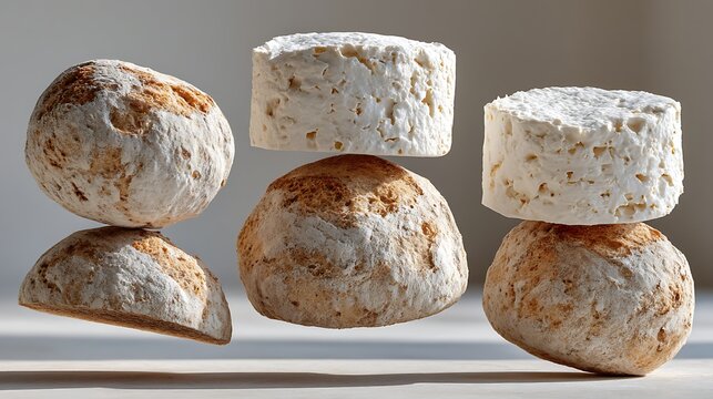 Surreal Floating Sourdough Art with Whimsical White Background - Powered by Adobe