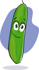 Vector drawing of vegetable and fruit characters.cucumber cartoon style drawing