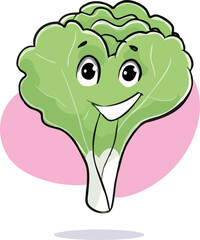 Vector drawing of vegetable and fruit characters.lettuce cartoon style drawing